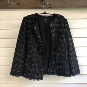 NEVER WORN Ann Taylor Cropped Fringe Tweed Jacket size 14